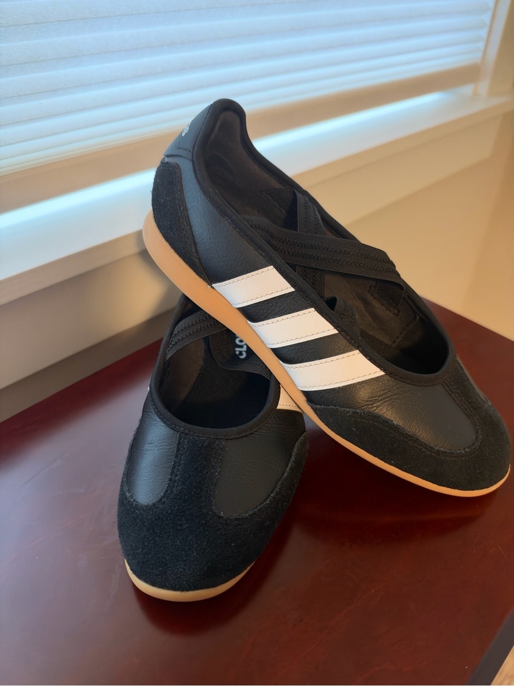 Adidas Black and White Ballet-Style Flats